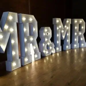 Mr & Mrs Light Up Letters Cornwall Hire