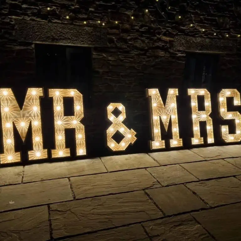 Mr And Mrs Rustic Light Up Letters Cornwall